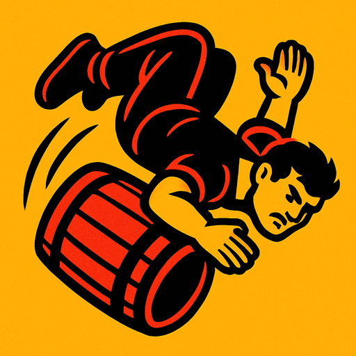 barrrel rolling.
In-Game asset.  2d.  High contrast.  No shadows