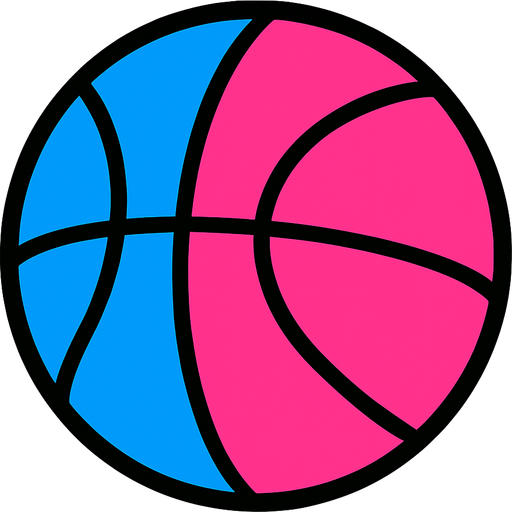 A half blue and half pink Basketball.
In-Game asset.  2d.  High contrast.  No shadows