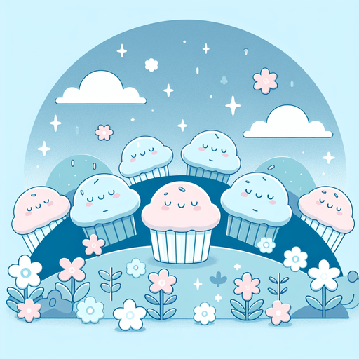 Simple and beautiful Muffin World..
2d background picture, simple, minimalistic, cute, Pastellfarben, blue
