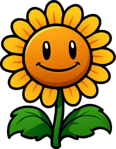 Plant vs zombies ay çiçeği.
In-Game asset.  2d.  High contrast.  No shadows