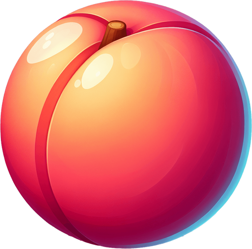 a peach fruit png.
Single Game Texture. In-Game asset. 2d. Blank background. High contrast. No shadows.