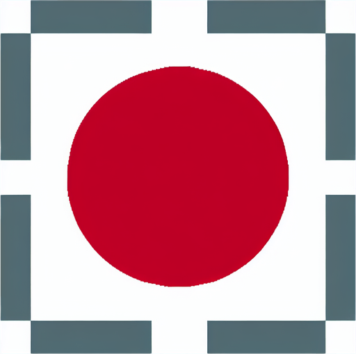 japan flag. simple. flat..
Single Game Texture. In-Game asset. 2d. Blank background. High contrast. No shadows.