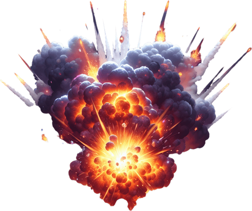 realistic explosion.
Single Game Texture. In-Game asset. 2d. Blank background. High contrast. No shadows.