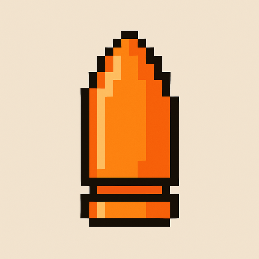 2d pixel art style orange bullet.
In-Game asset.  2d.  High contrast.  No shadows