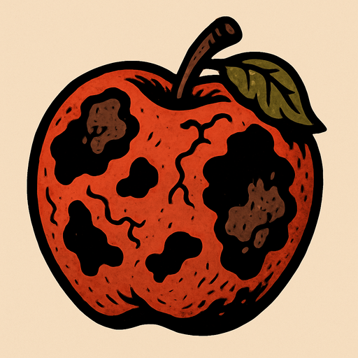 çürük elma.
In-Game asset.  2d.  High contrast.  No shadows