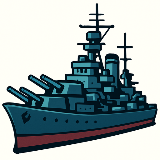 un barco gigante de guerra.
In-Game asset.  2d.  High contrast.  No shadows