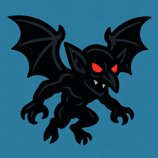 uçan karanlık goblin.
In-Game asset.  2d.  High contrast.  No shadows