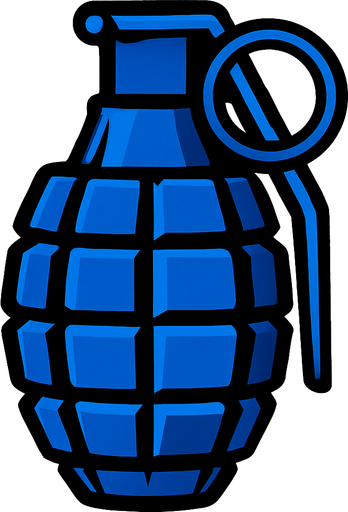 blue hand granade.
In-Game asset.  2d.  High contrast.  No shadows