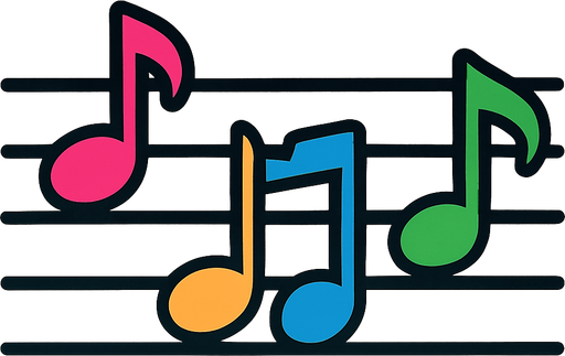 2D muzik notasi.
In-Game asset.  2d.  High contrast.  No shadows