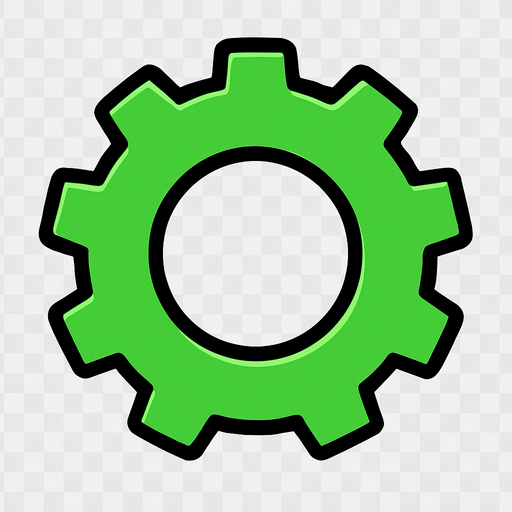 Green gear top view tranparent.
In-Game asset.  2d.  High contrast.  No shadows