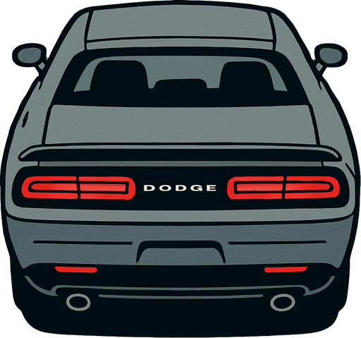 Gri Dodge challenger 2014 arkasi ama yukaridan.
In-Game asset.  2d.  High contrast.  No shadows