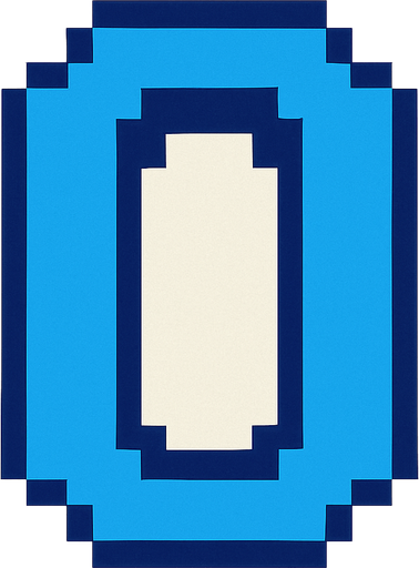 Número 0 azul, pixelart.
In-Game asset.  2d.  High contrast.  No shadows