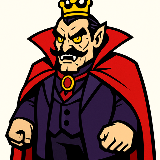 big dracula baron.
In-Game asset.  2d.  High contrast.  No shadows