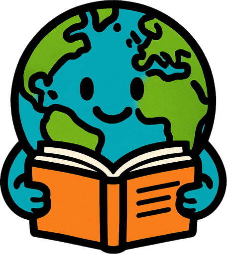 Planeta tierra con un libro.
In-Game asset.  2d.  High contrast.  No shadows