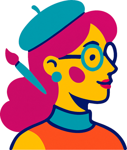 a creative woman profile photo.
In-Game asset.  2d.  High contrast.  No shadows