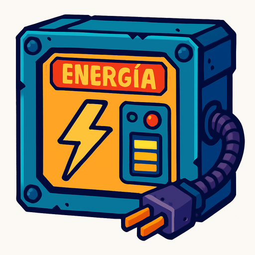 caja de energia electronica.
In-Game asset.  2d.  High contrast.  No shadows