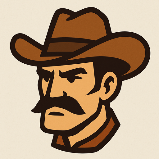 2d cowboy character head.
In-Game asset.  2d.  High contrast.  No shadows