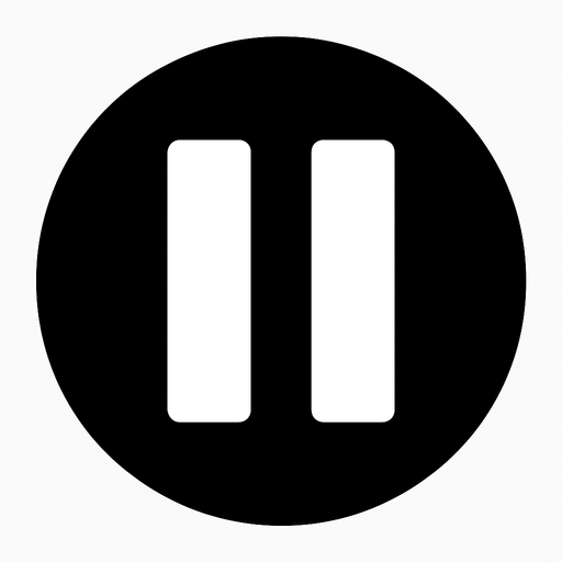 Pause icon in circle white.
In-Game asset.  2d.  High contrast.  No shadows