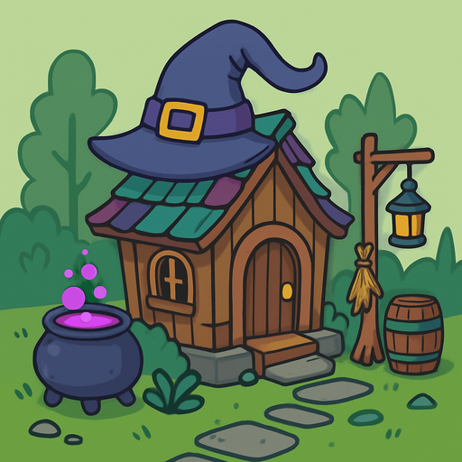 witch hut. rpg. 2d. no shadows.