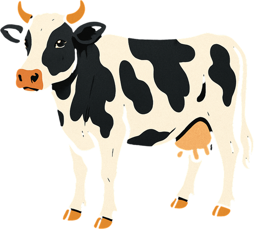 cow with black background.
In-Game asset.  2d.  High contrast.  No shadows
