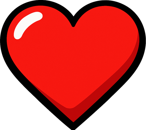 Kırmızı kalp.
In-Game asset.  2d.  High contrast.  No shadows