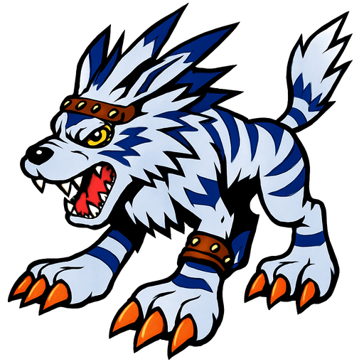 Garurumon.
In-Game asset.  2d.  High contrast.  No shadows