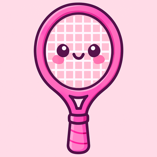 Raquette rose cute.
In-Game asset.  2d.  High contrast.  No shadows