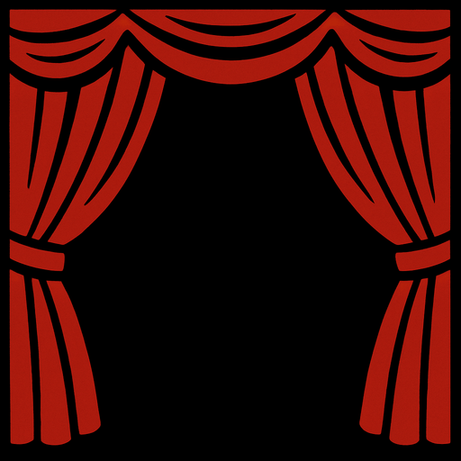 Arkaplan siyah ağırlıklı sahne perdeler.
In-Game asset.  2d.  High contrast.  No shadows