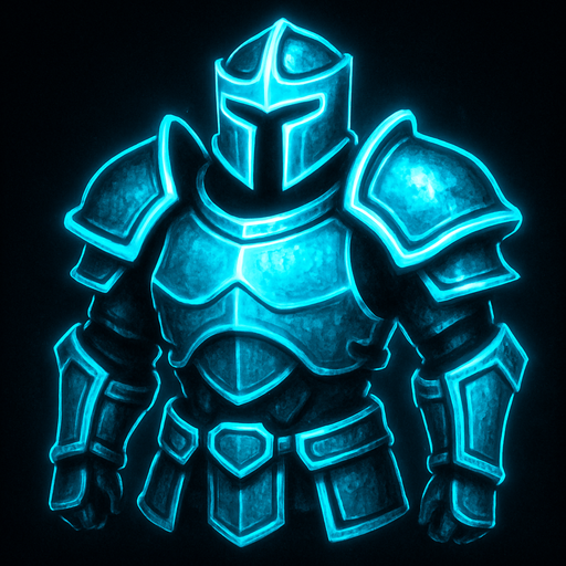 Armor light blue neon.
In-Game asset.  2d.  High contrast.