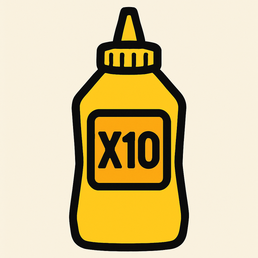 Mustard Bottle, label is x10.
In-Game asset.  2d.  High contrast.  No shadows
