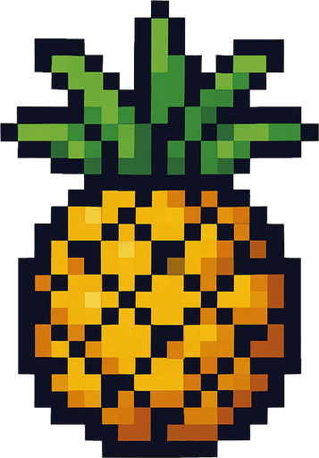 make pixel art 2d pineapple.
In-Game asset.  2d.  High contrast.  No shadows