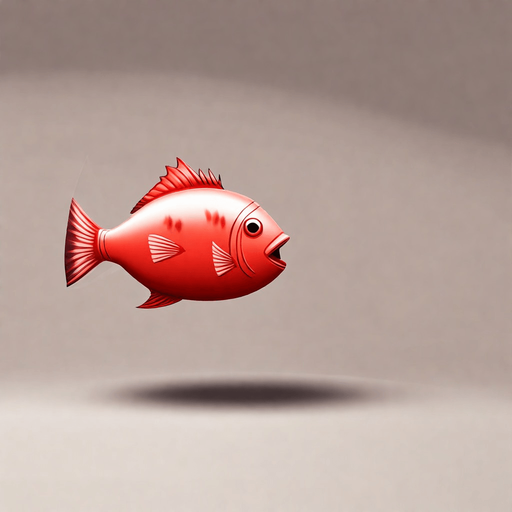 Red pot fish. No background. Transparent background. Blank background. No shadows. 2d. In-Game asset. flat