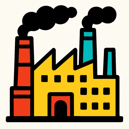 Factory.
In-Game asset.  2d.  High contrast.  No shadows