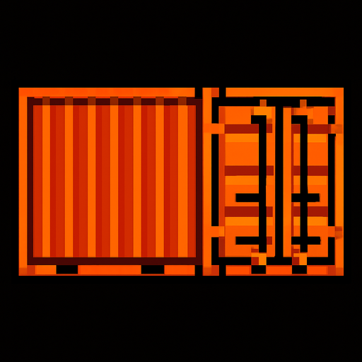 shipping container box pixel.
In-Game asset.  2d.  High contrast.  No shadows. one side only.
In-Game asset.  2d.  High contrast.  No shadows