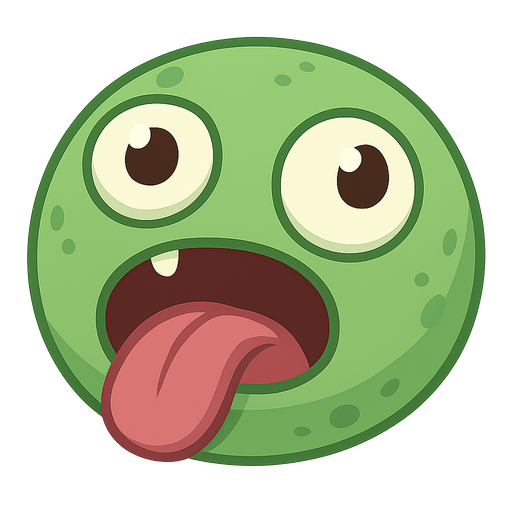 round shaped monster. his mouth is open and his tongue is out
. No background. Transparent background. Blank background. No shadows. 2d. In-Game asset. flat