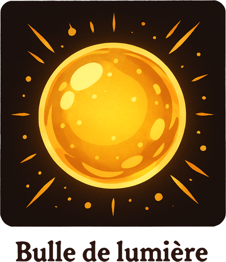 Bulle de lumière.
In-Game asset.  2d.  High contrast.  No shadows