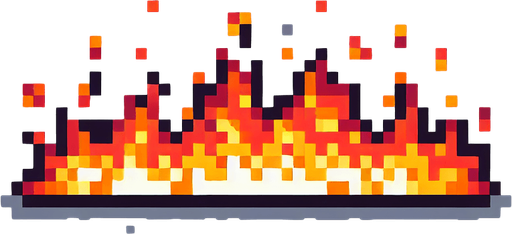 strip of fire. pixelart..
Single Game Texture. In-Game asset. 2d. Blank background. High contrast. No shadows.