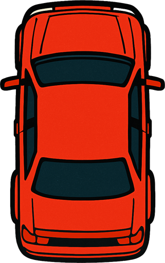 Red car bird's eye view.
In-Game asset.  2d.  High contrast.  No shadows