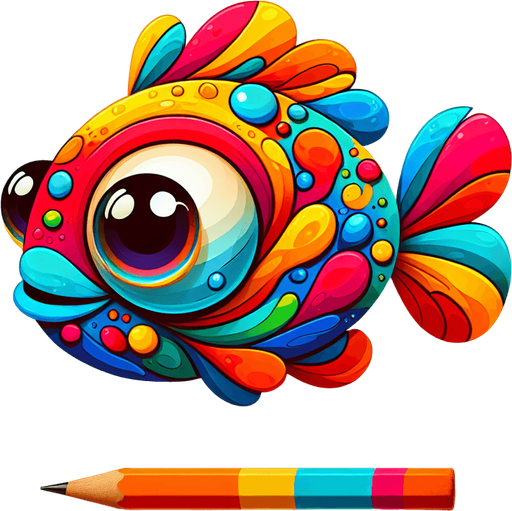 cartoon fish.
2D, Without background