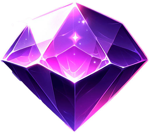 Magic, purple gem.
Single Game Texture. In-Game asset. 2d. Blank background. High contrast. No shadows.
