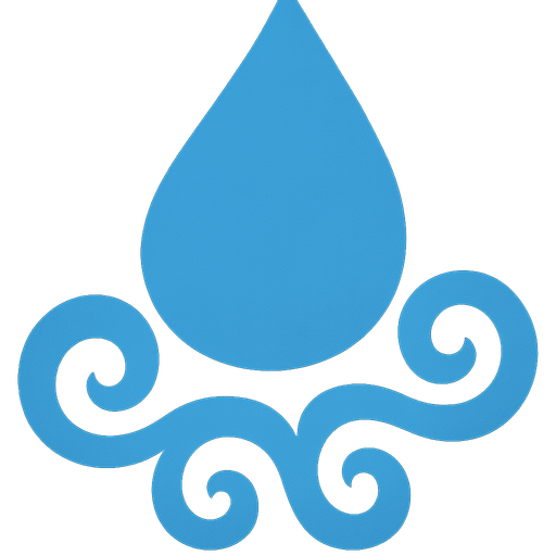 Símbolo del agua color azul