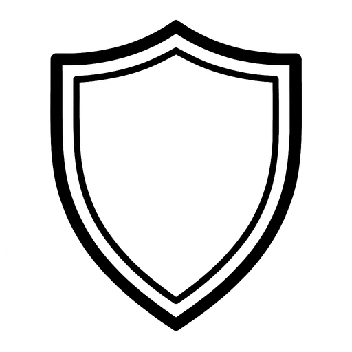 A white shield.
In-Game asset.  2d.  High contrast.  No shadows