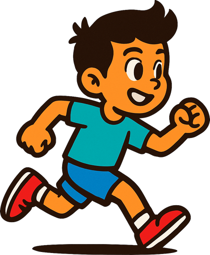 Boy running.
In-Game asset.  2d.  High contrast.  No shadows