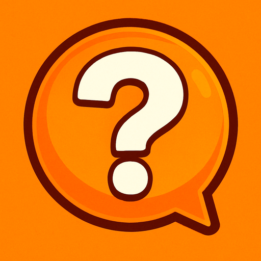 Orange bubble with question mark.
In-Game asset.  2d.  High contrast.  No shadows
