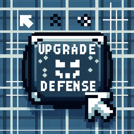 genera un boton que diga "UPGRADE DEFENSE" en pixel art.
Single Game Texture.  In-Game asset.  2d.  Blank background.  High contrast.  No shadows