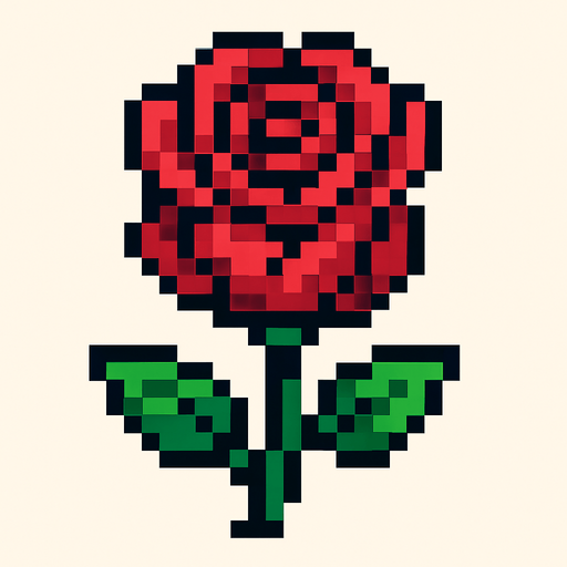 roza de pixeles.
In-Game asset.  2d.  High contrast.  No shadows