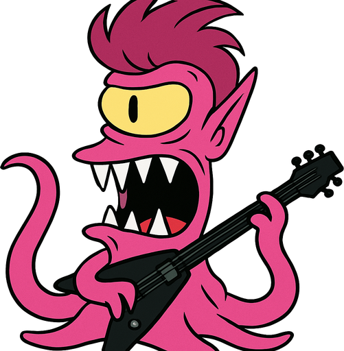 Make my character pink and make him have rock hair and a rock guitar