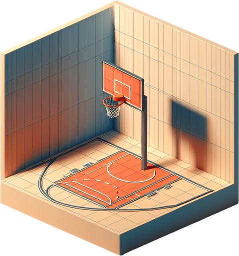 Basketball hoop.
Single Game Texture. In-Game asset. 3D. Full background. High contrast. 
Yes shadows.