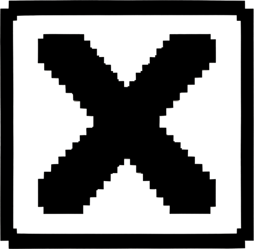 X IN A WHITE SQUARE.
In-Game asset.  2d.  High contrast.  No shadows