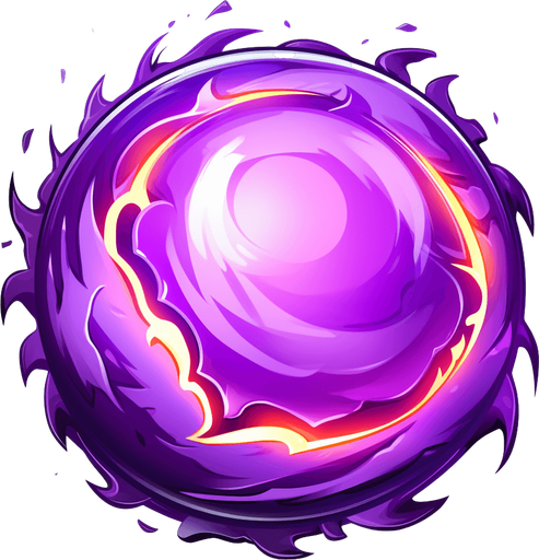 Round purple magic fireball. White core
Single Game Texture. In-Game asset. 2d. Pixelart. White background. Blank background. Low detail. High contrast.